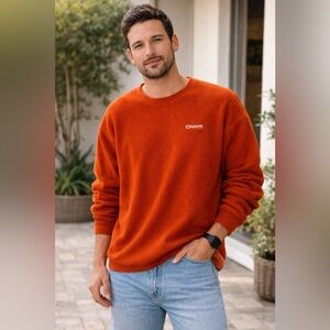 CHAPS RALPH LAUREN | Men's Bold Orange Crewneck Sweater